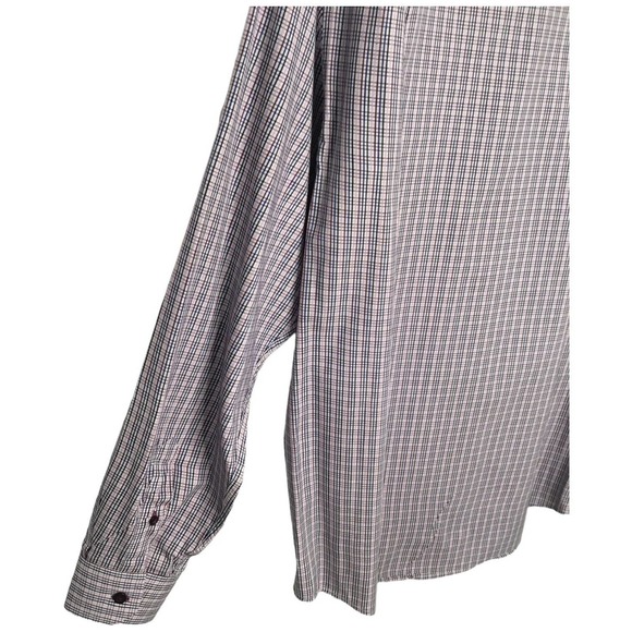 Tasso Elba Men’s Button Down Plaid 100% Cotton Long Sleeve Pocket Purple L - Picture 8 of 10